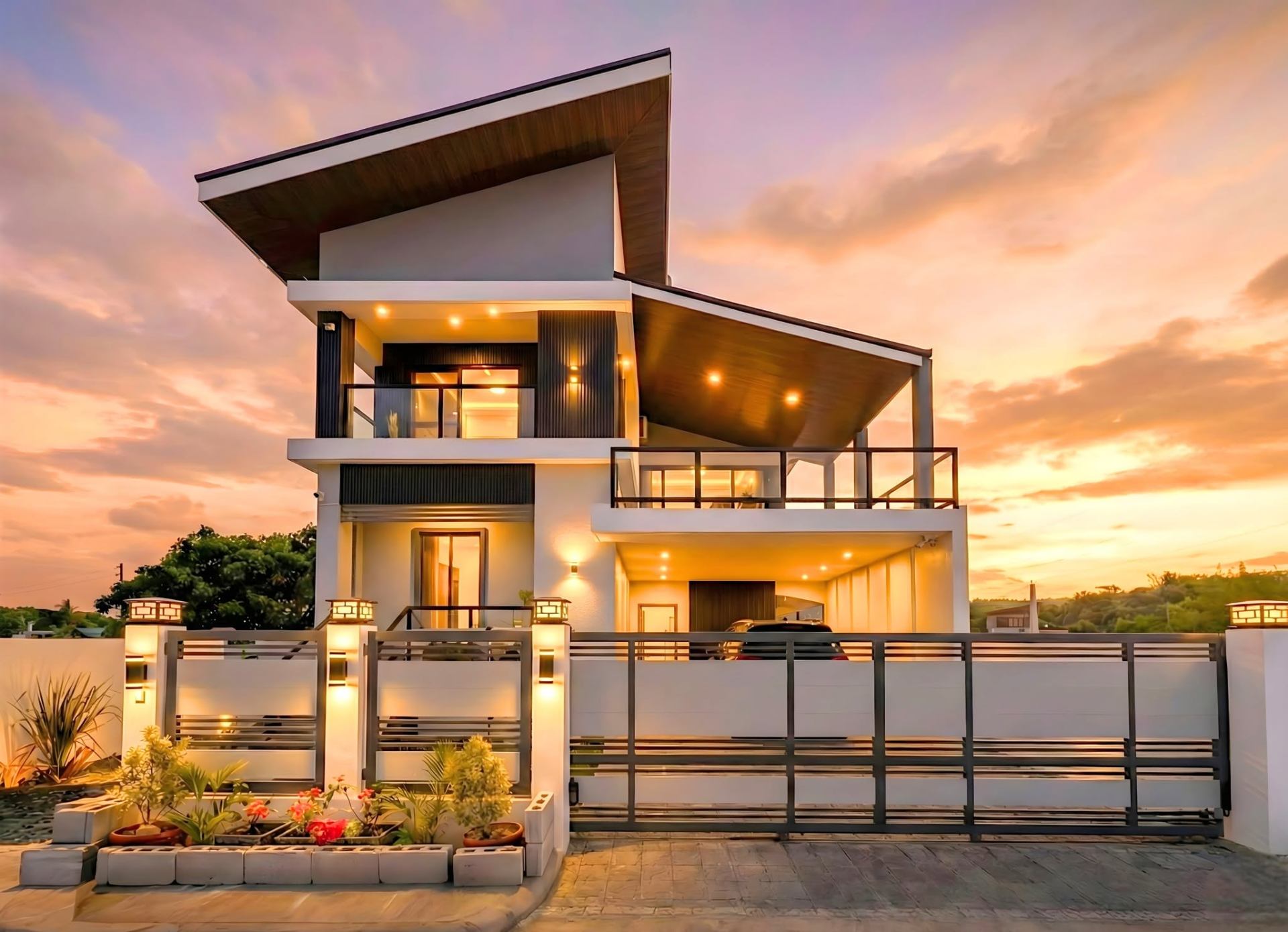 Peter & Jade Beach House exterior at sunset in Morong, Bataan